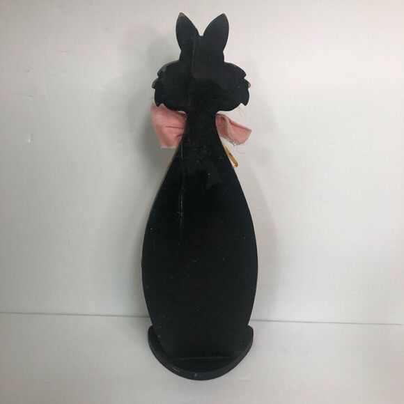 vintage hand made folk art wooden cut out halloween black cat decoration 15.5 in - Picture 3 of 9